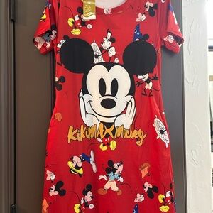 NWT Mickey Mouse Red T Shirt Dress Small Pockets Disney Inspired Character Dress
